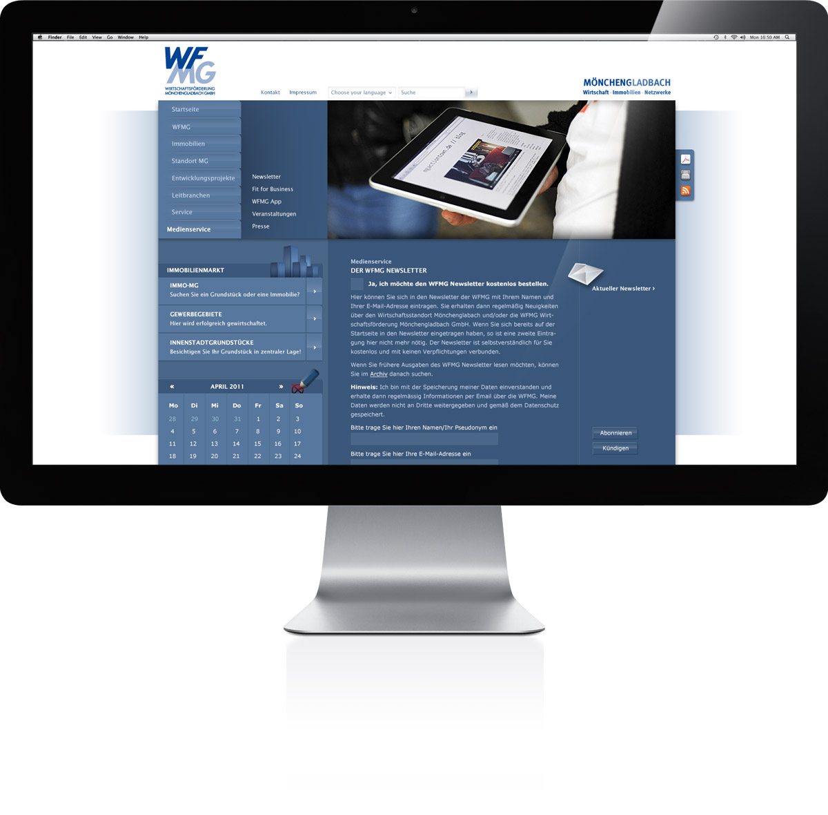 WFMG Website Darstellung auf iMac